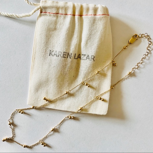 SOLD - Karen Lazar YG Ball and Chain Necklace - Picture 3 of 6